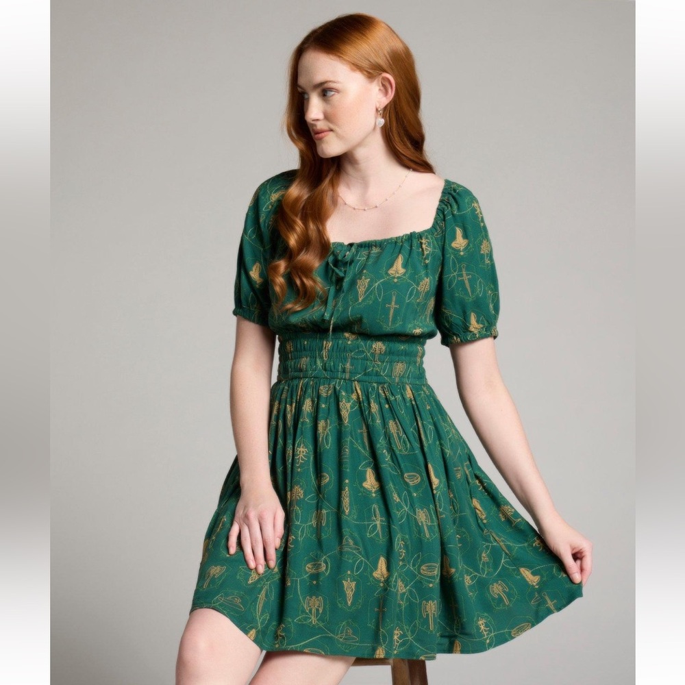Lord of the Rings Icon Allover Print Smock Dress